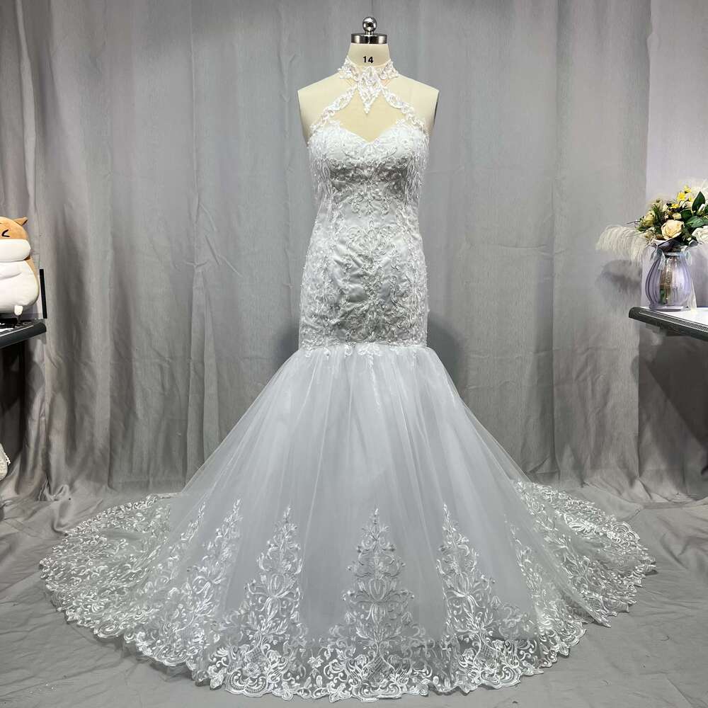 MYYBLE 2022 Arabic Aso Ebi Vintage Lace Beaded Sheer Neck Mermaid Bridal Dresses Sexy Cheap Wedding Gowns