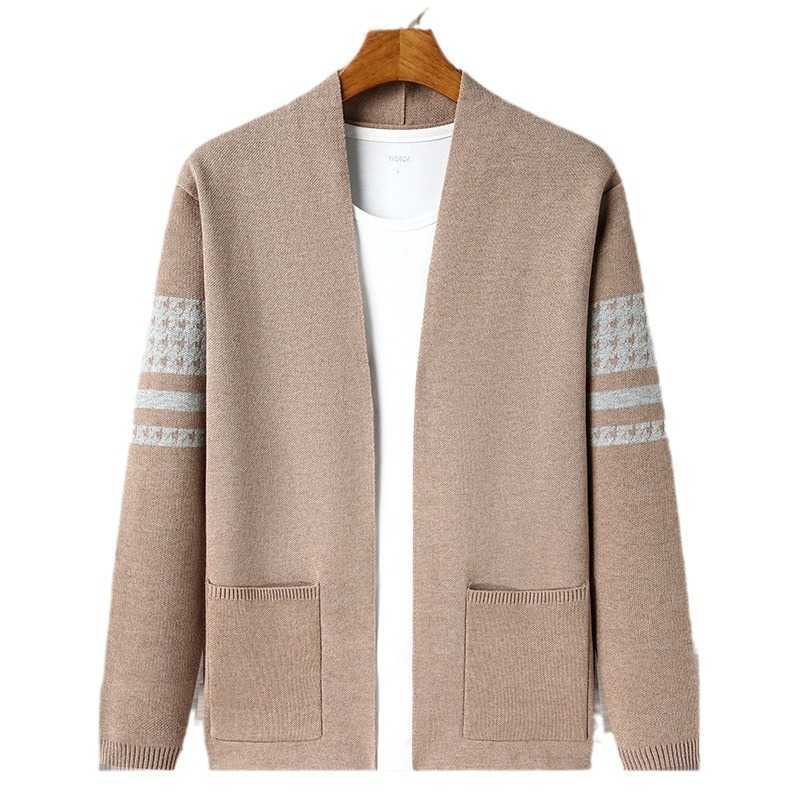 New mens knitted sweater cardigan for spring and autumn Korean version casual and versatile fashionable sweater for outerwear simple and trendy jacket