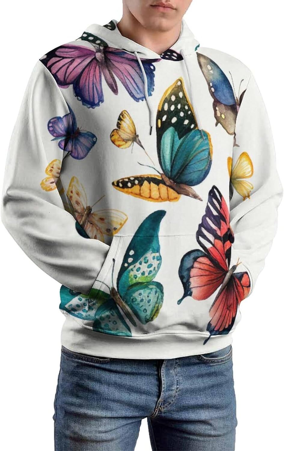 Hoodie for Mens Womens Unisex Butterfly Sweatshirt Rainbow Hoodie Novelty AutumnWinter Hoodies Graphic Hoodies sweatshirt Pullover Long Sleeve