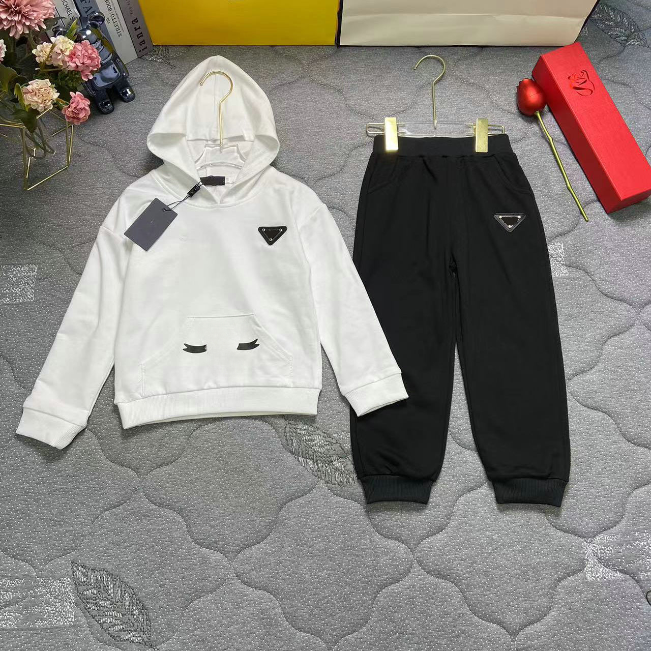 Spring Autumn Children Boys Girls Clothing Classic Letter Designer Clothes Kids Clothes Tracksuit Baby Hoodie Pants 2 Pcs/Suit 100-160CM