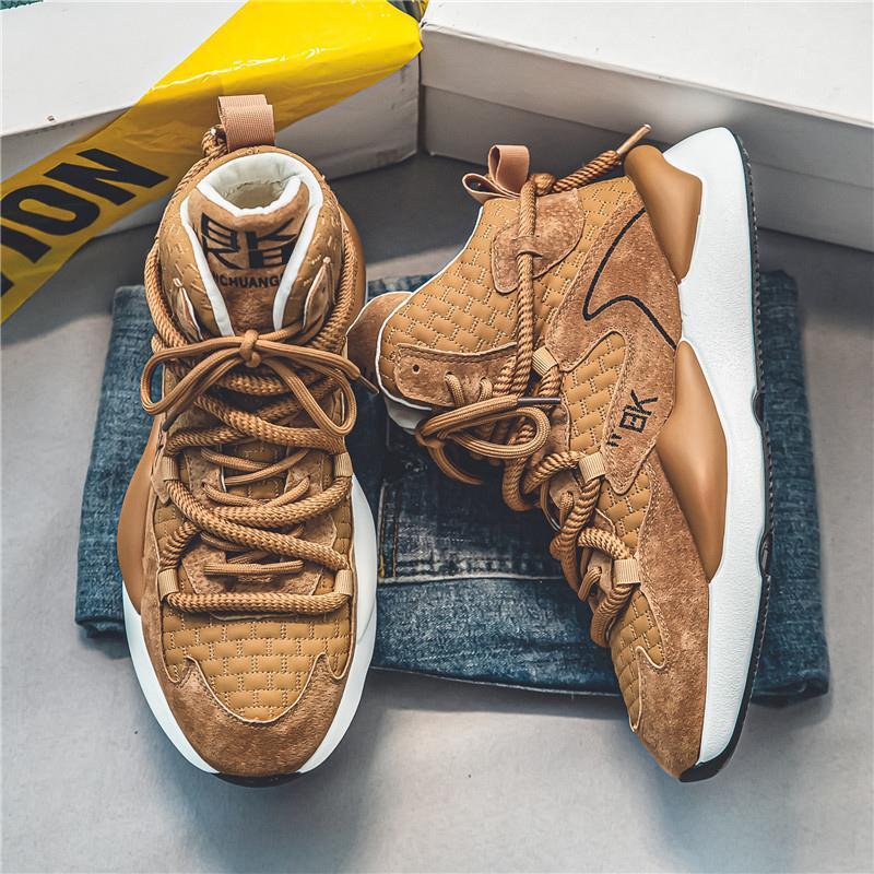 Designer Shoestrendy Brand Men's Four Season Leather High Top Fashion Show Shoes, Youth Korean Version Casual Zhongbang Shoes