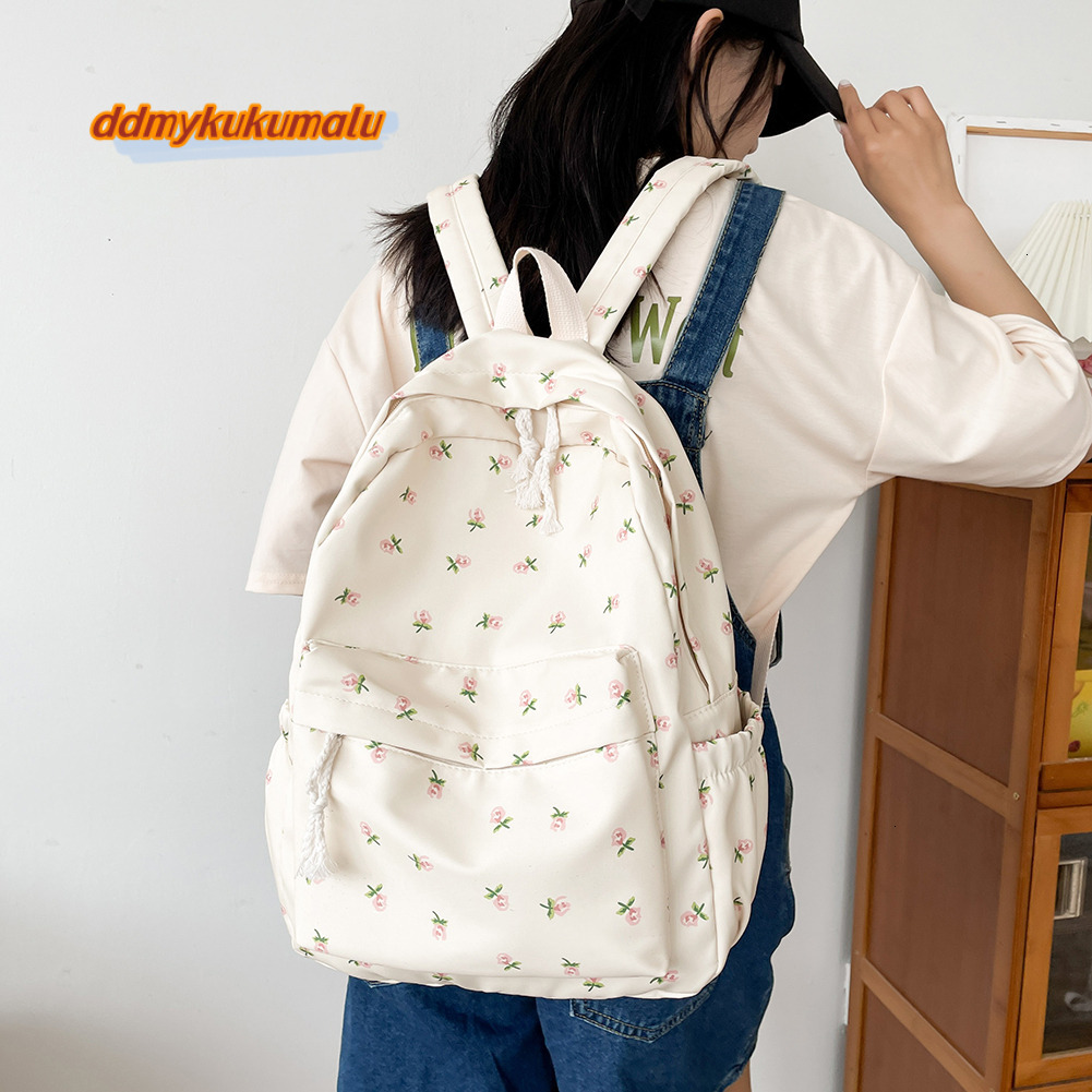 Ladies Floral College Rucksack Large Capacity Students Schoolbag Women Travel Laptop Backpack Japanese Aesthetic Teenage Bookbag H7.1#20.79 ddmykukuma