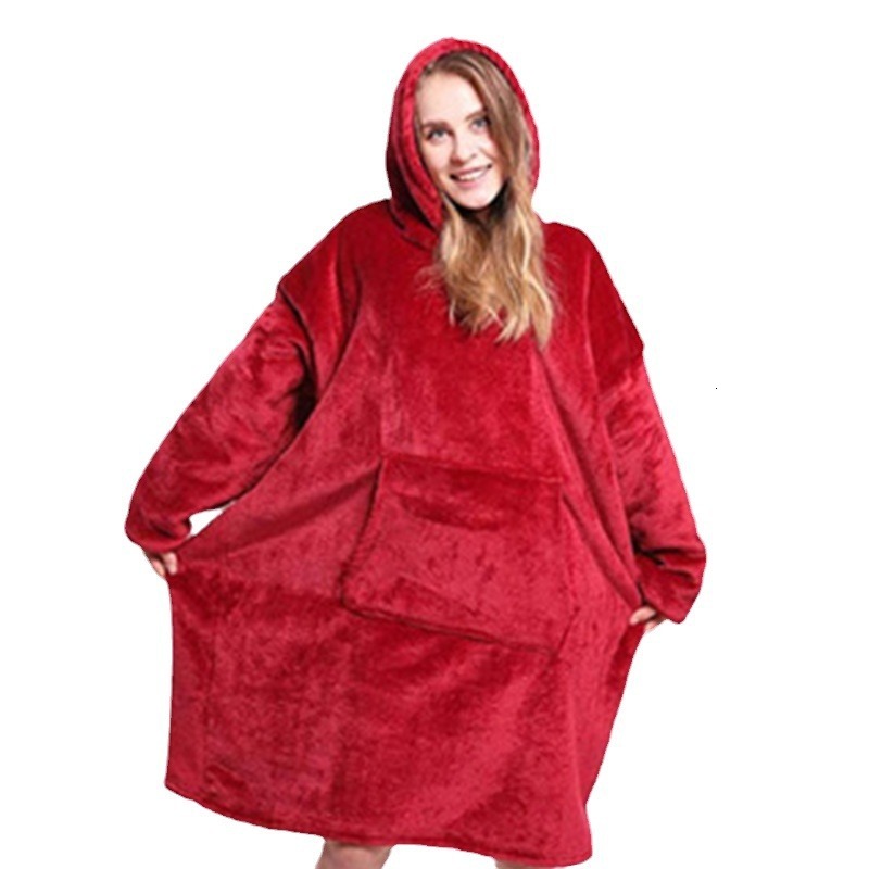 Designer Lazy Sleeper Robe TV Blanket Hoodie Warm And Cold Proof Couple Pajama Flannel Home Office