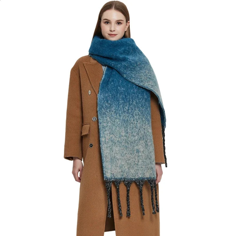 Fashion n Scarf Winter Autumn Gradient Cashmere Muffler Womens Large and Thick Soft Warm Womens Bag 241007