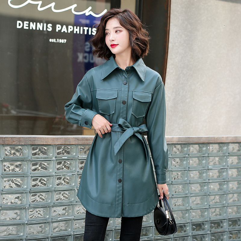 2023 Sheepskin Female Spring For Women Leather Jacket Sleeve Long Coat