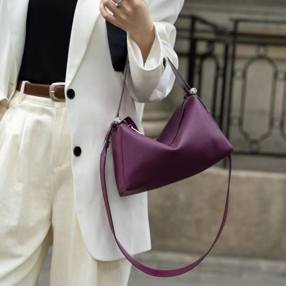 Moda Leather Texture Strap All-Match Zip Women Crossbody Dermis Solid Simple Commuter Underarm Cowhide Shoulder Bags Female