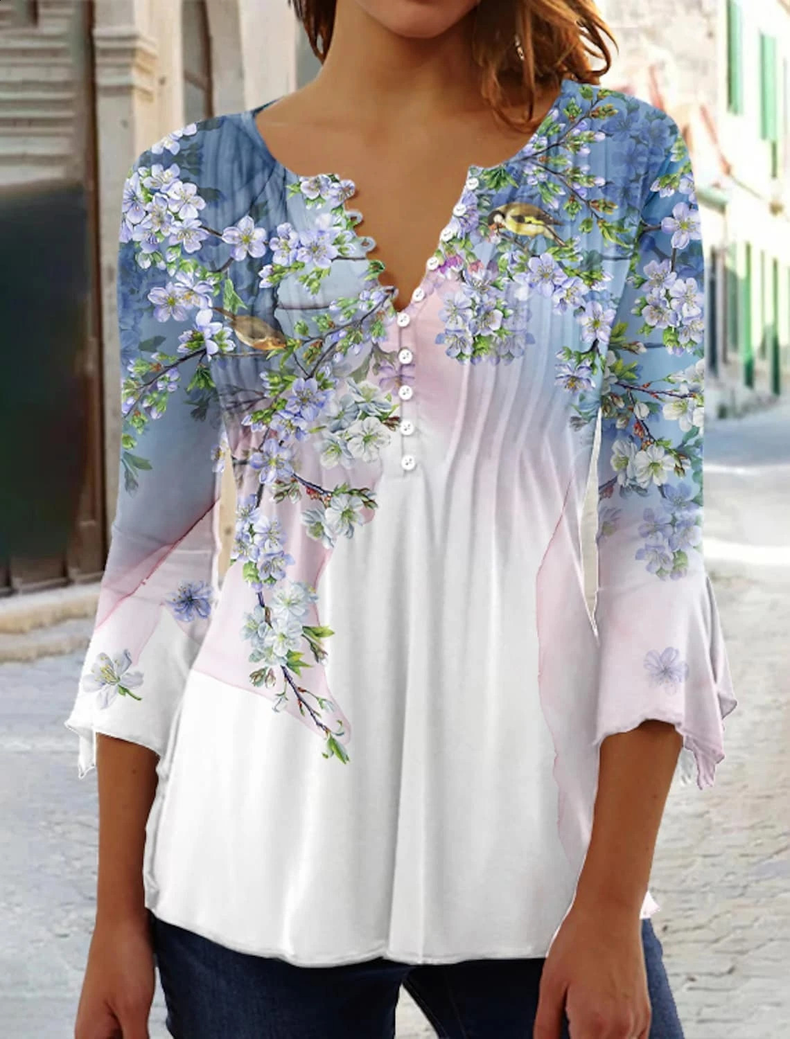 Elegant Woman Shirt Casual Fashion Temperament Blouse Printed Shirt Woman Street Top 240930