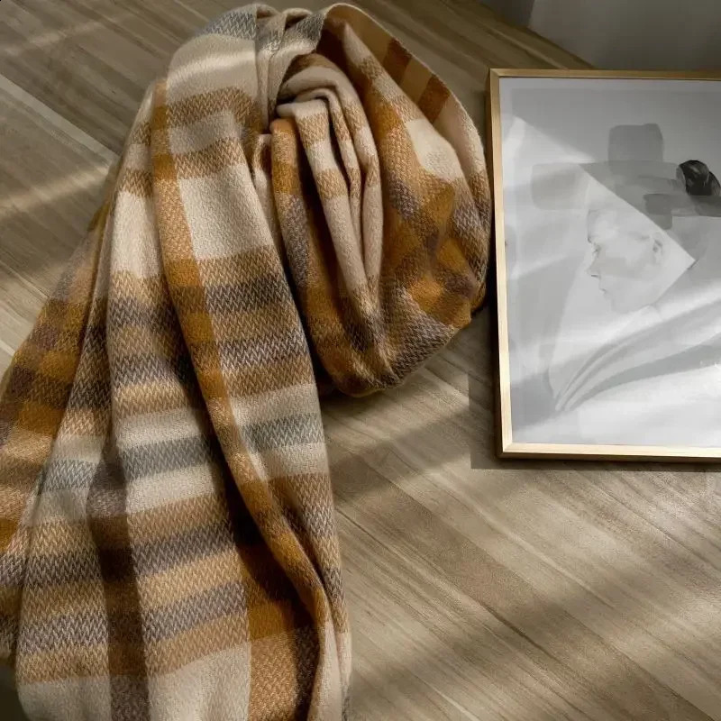 thick scarf Korean sweet cashmere plain shawl for women 241007