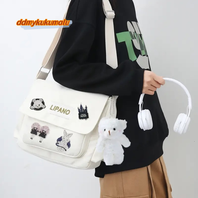 Top Canvas Youth Ladies Messenger Korean Style Female Students Nylon Handbags Shoulder Bag Men Letter Crossbody Bags H7.4#11 ddmykukumalu