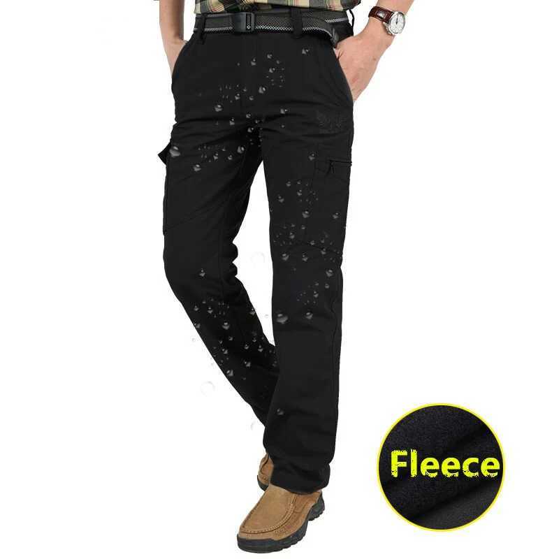 Warm Fleece Winter Pants Thicken Men Zipper Waterproof Work Casual Pants Men Military Tactical Cargo Pants Male Trousers 4XL LX241107