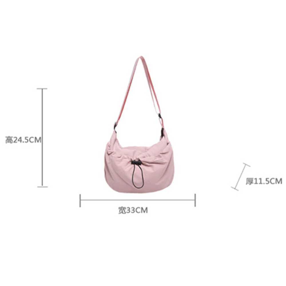 New niche design nylon shoulder bag fashionable solid color pleated cross body bag casual classroom decoration saddle bag Z250225