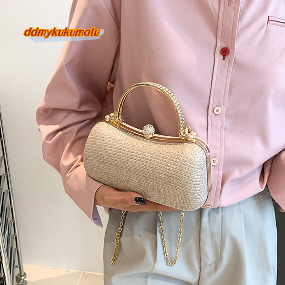 Dinner Evening Fashion Egg Shape Clutch Bag Women Handbags Beaded Rhinestones Chain Purse for Party H6.21#16.5 ddmykukumalu