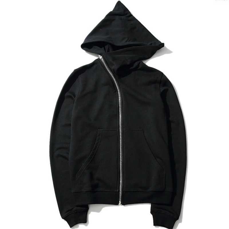 New hooded mens zipper cardigan harajuku black sports shirt hip-hop style skateboarding tight hooded jacket CL241007