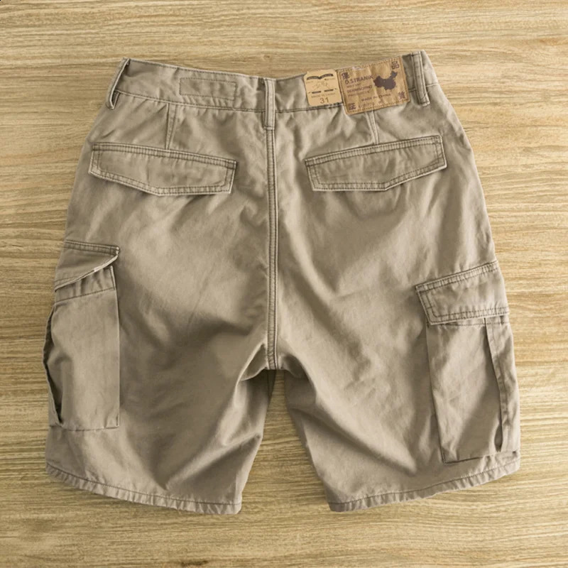 Summer Mens Shorts Workwear Shorts Loose Straight Trendy Multi Pocket Casual Capris Cargo Shorts 241007