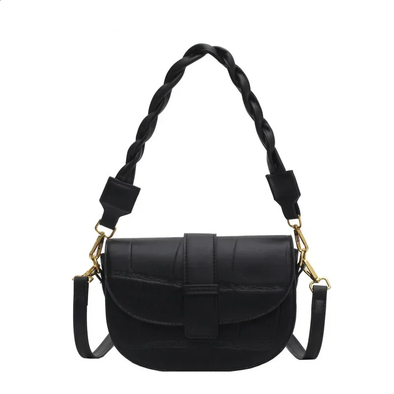 Fashionable saddle small shoulder cross body bag womens trend retro pattern PU leather womens handbag 240930