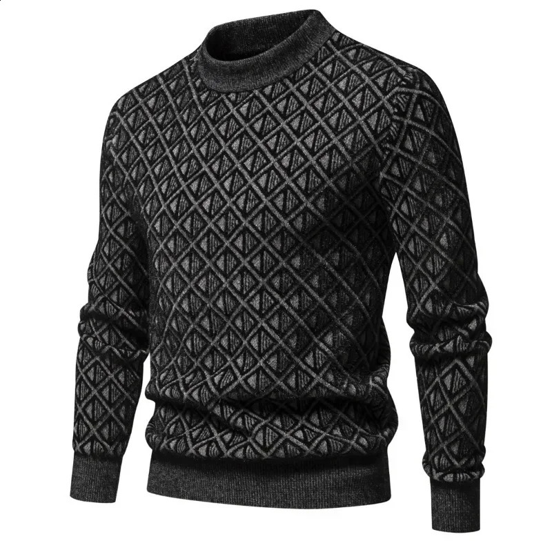 2024 Autumn and Winter Knitted Sweater Round Neck Fashionable Printed Warm Slim Fit Pullover Sweaters 240930