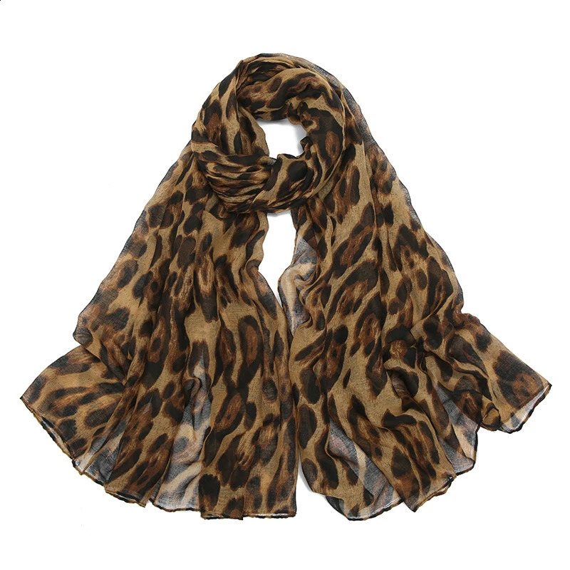 Sunscreen Voile Thin Womens Scarf Summer Girls Classic Leopard Scarf Soft Womens Fountain Adhesive Womens Wrap Shawl 241007