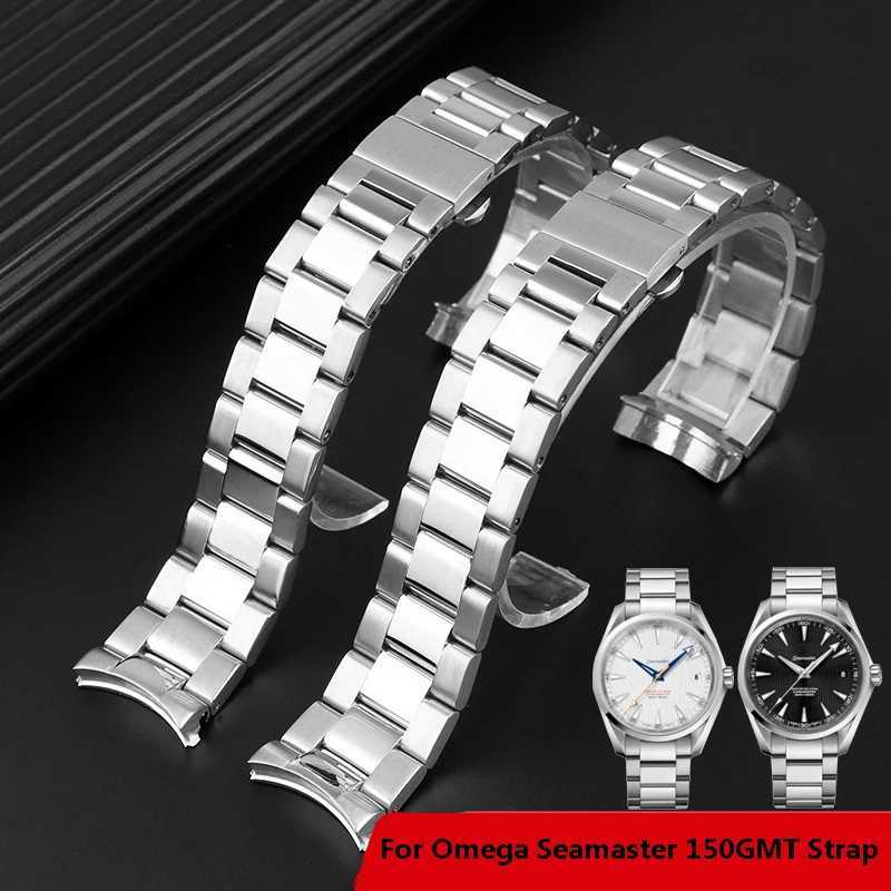 Suitable for Omega Seamaster 150GMT series solid precision steel belt chain GMT stainless steel strap 20mm mens strap free shipping W241007