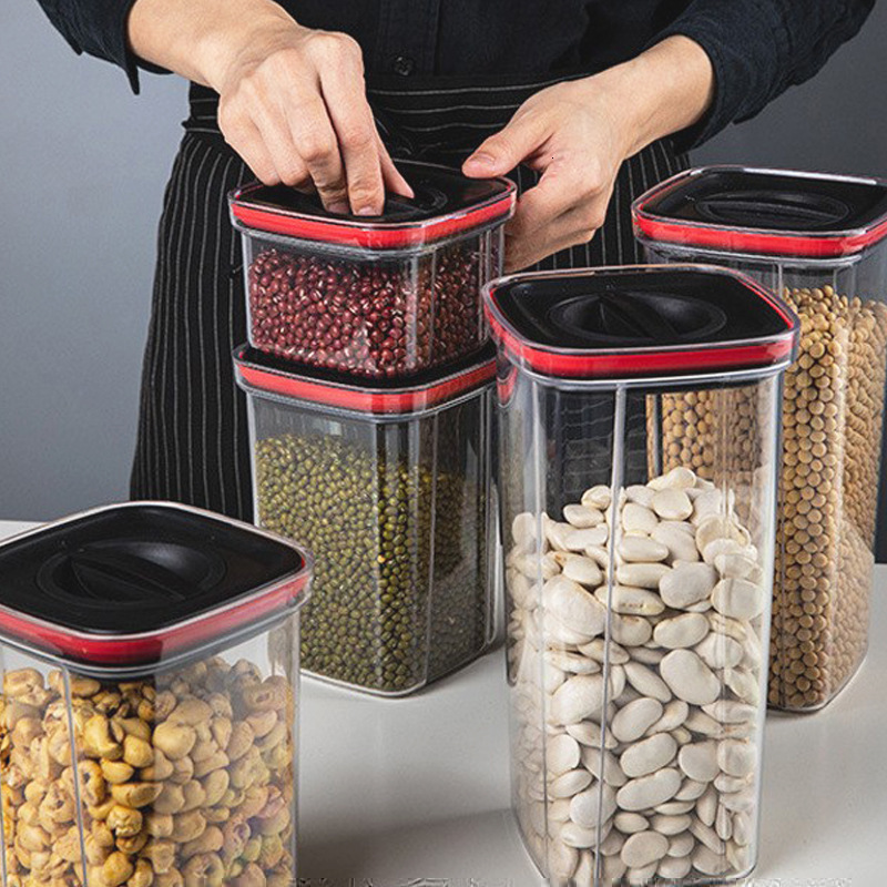 storage bottles jars household snack transparent preservation box withknob sealed lib nonstick food containers