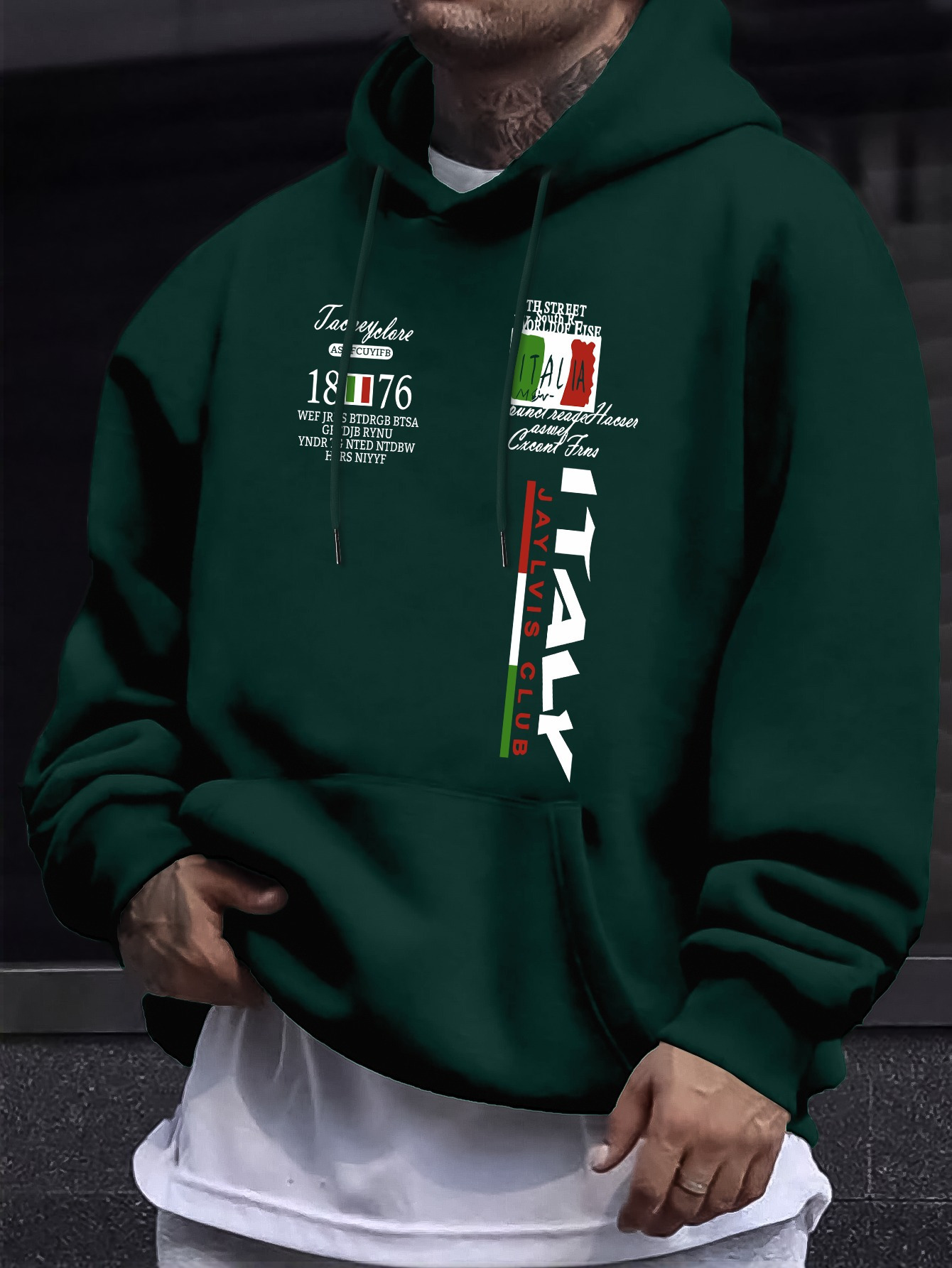 Men's Italy Theme Hoodie - Unique, Stylish, Casual, and Fashionable Long-sleeved Round Neck Sweatshirt with Kangaroo Pocket for Fall and Winter