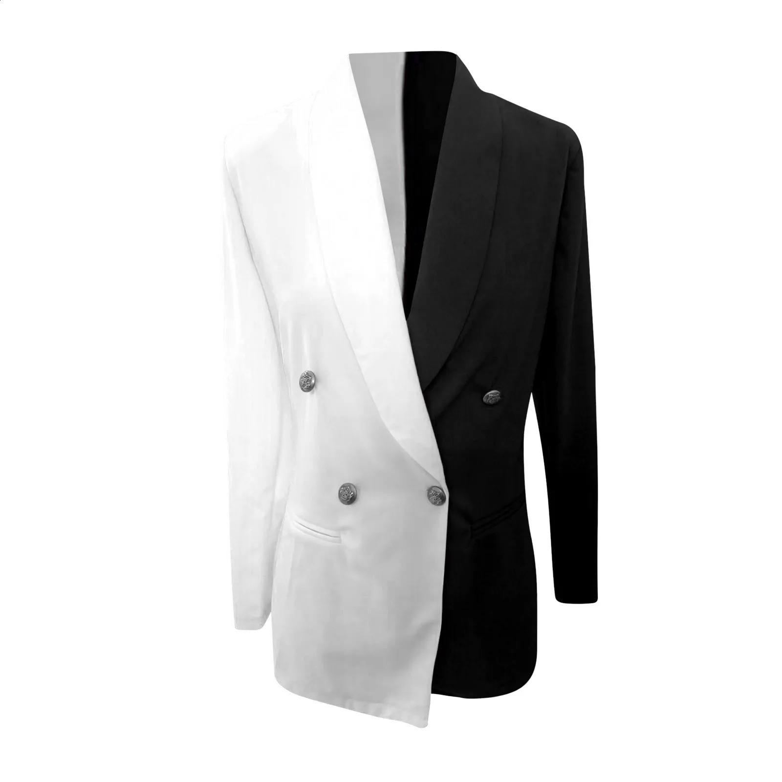 Womens Jacket Winter Ultra Thin Long Sleeve Elegant Set Double Black and White Corset Office Dress Coat 241007