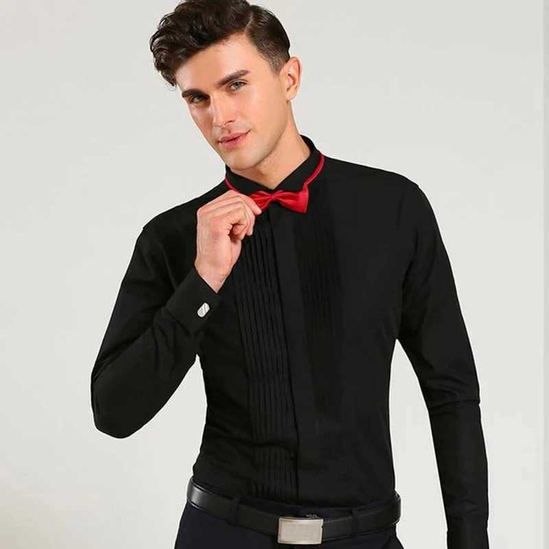 M~6XL Mens French Cuff Dress White Long Sleeve Social Mens Shirt Regular Suitable for Parties Dinners Weddings Cufflinks Formal Shirt X241007