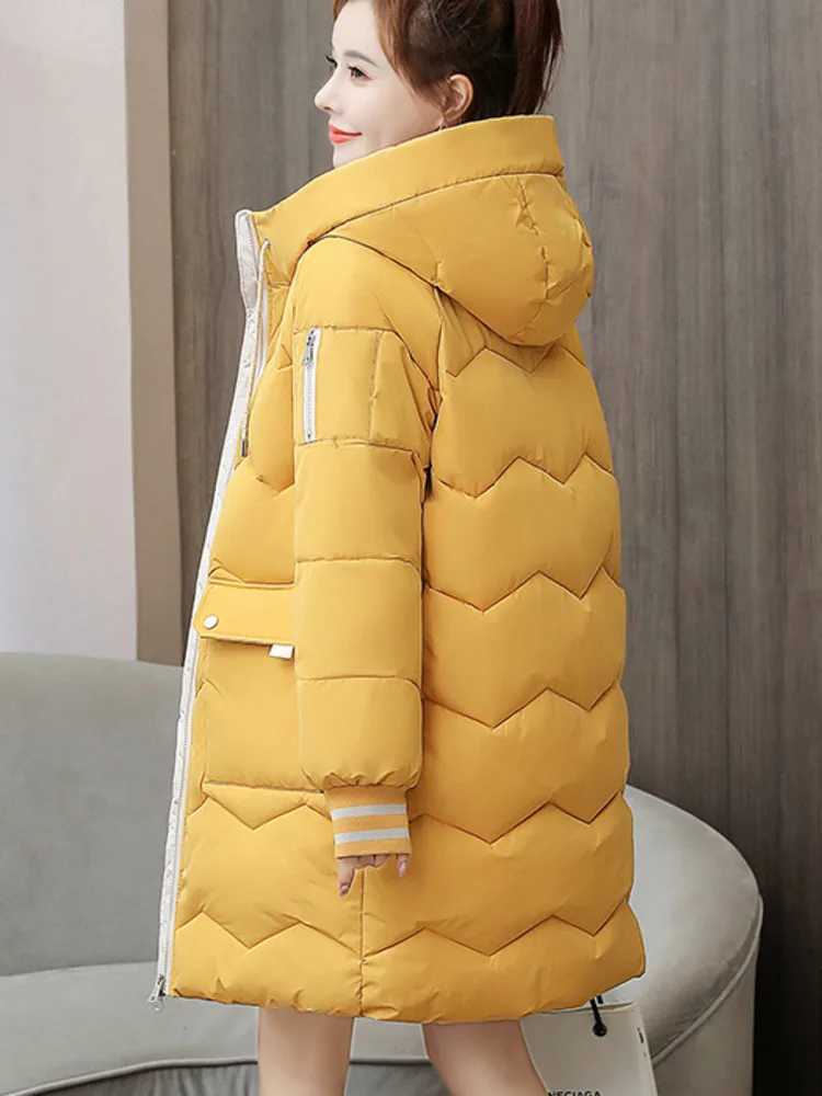 2023 Winter Women Jacket Coats Long Parkas Female Down Cotton Hooded Overcoat Thick Warm Jackets Windproof Casual Student CoatX2410