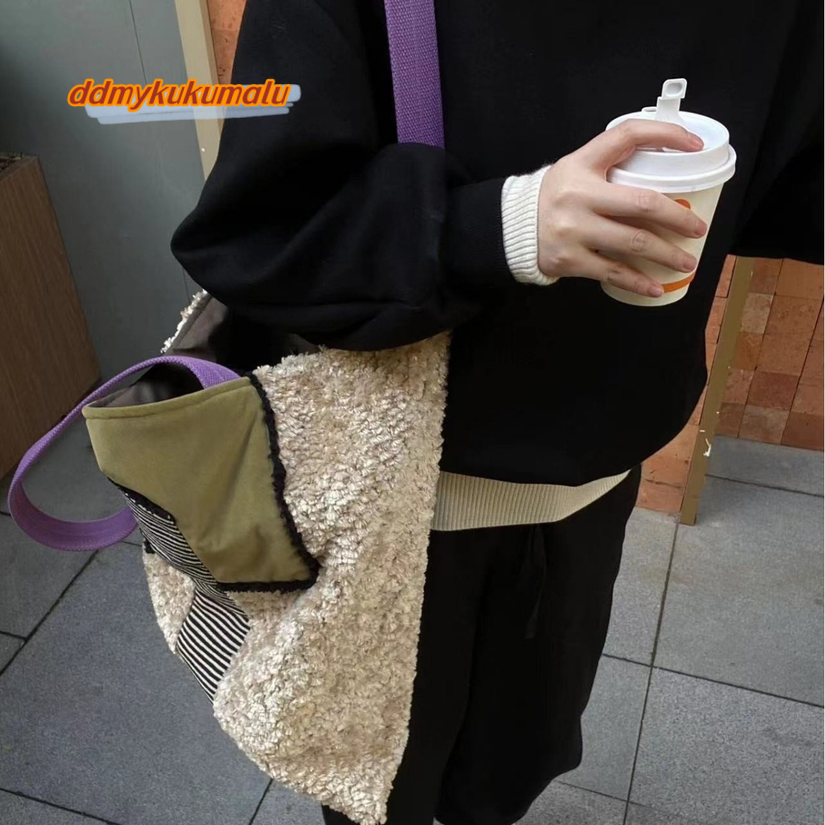 Niche 2023 new autumn and winter large capacity spliced fur bag, women's high-end versatile shoulder bag #25 ddmykukumalu