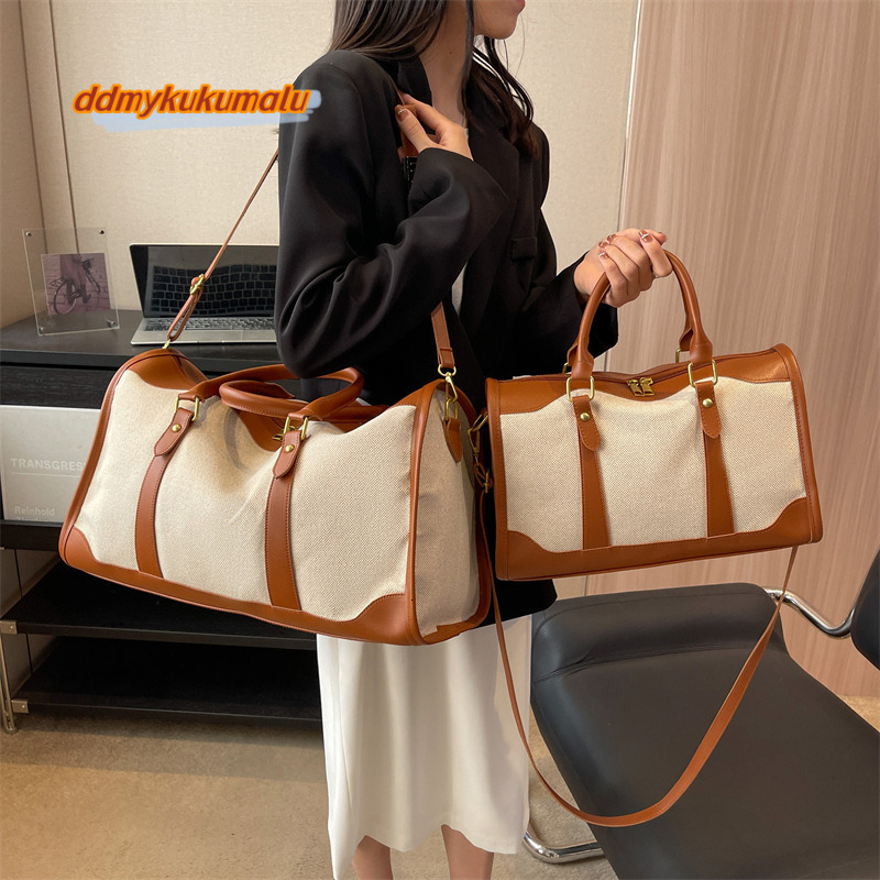 Women's handbag, canvas luggage, sports and fitness short distance large capacity contrasting color travel bag #37 ddmykukumalu