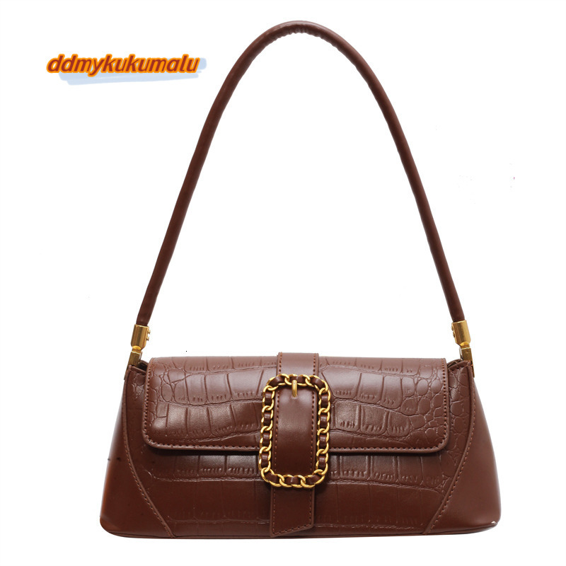 French Underarm Bag for Women Stone Pattern PU Leather Shoulder Bags Fashion Designer Chic Lock Handbags 2023 New H6.28#33 ddmykukumalu