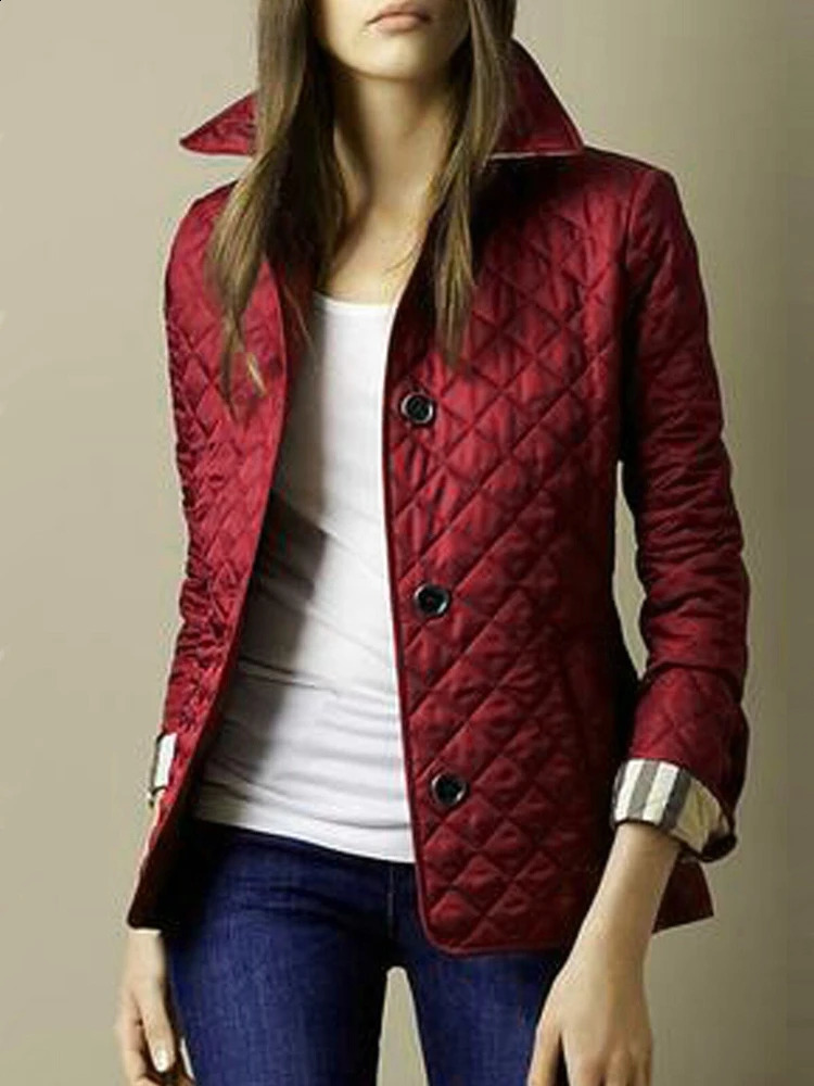 Overcoat Jacket Top Women Lapel Autumn Winter Classic Plaid Blazer Single Breasted Street Clothing Cotton Fashion Full Sleeve 241007
