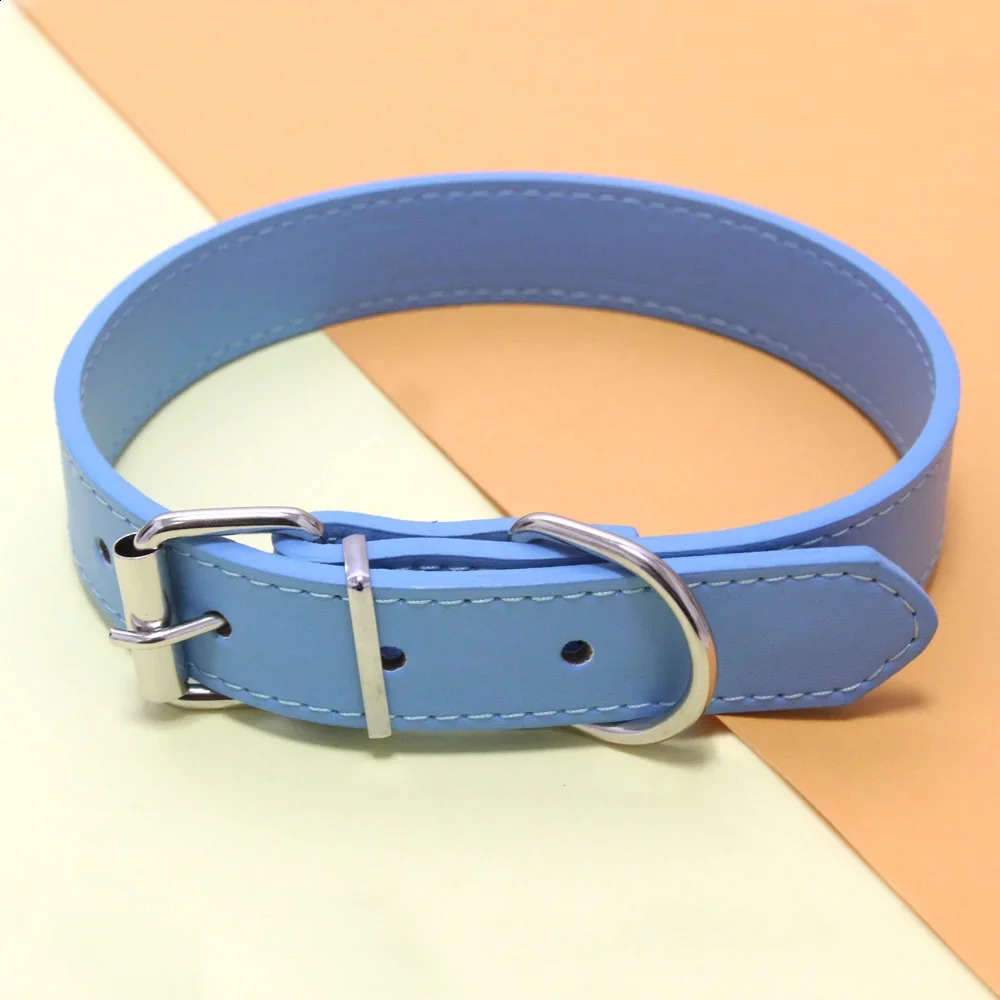 Solid Color Leather Dog Collar Adjustable Cat Necklace Puppy Neck Strap Suitable For Medium And Small Dogs Pet Supplies XS-XL 241007