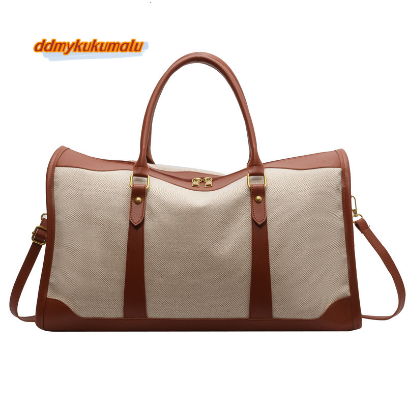 Women's handbag, canvas luggage, sports and fitness short distance large capacity contrasting color travel bag #37 ddmykukumalu