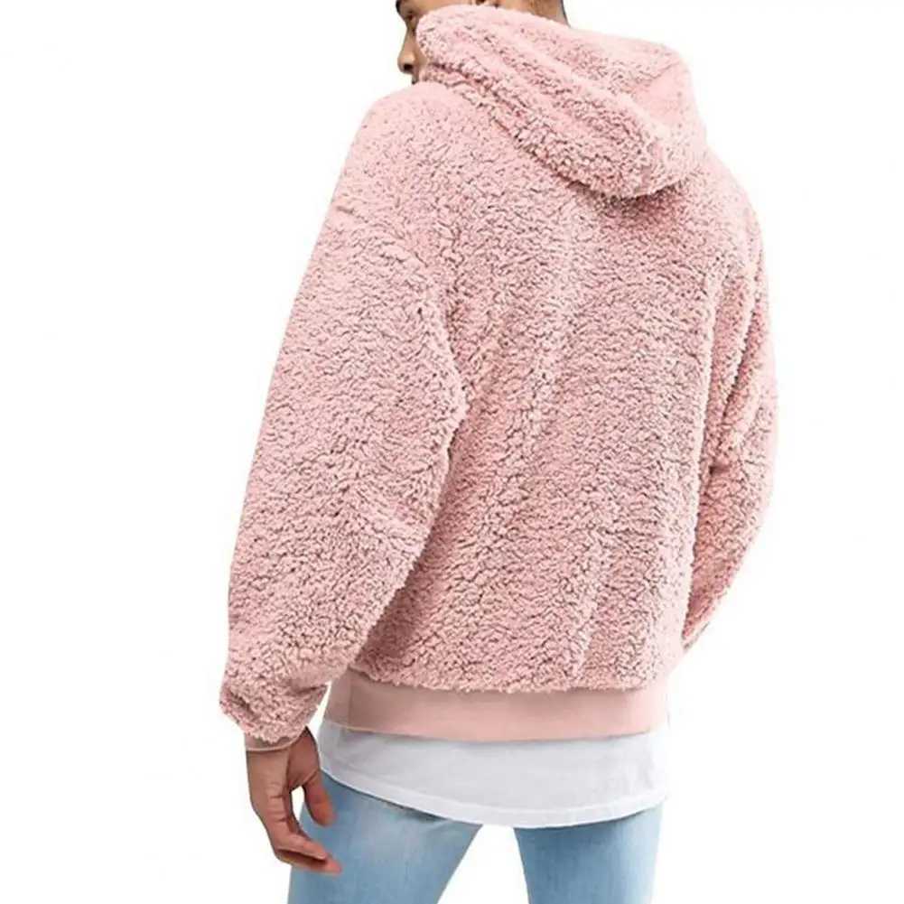 Warm and fashionable solid color plush autumn hoodie casual mens hoodie CL241007