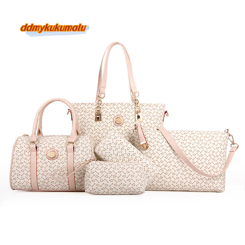 Women's Fashion 5 Pcs Girls Simple Crossbody Bag Hundreds of Daily Commuter Handbag Tote Printed Decoration PU Material H6.26#40.8 ddmykukumalu