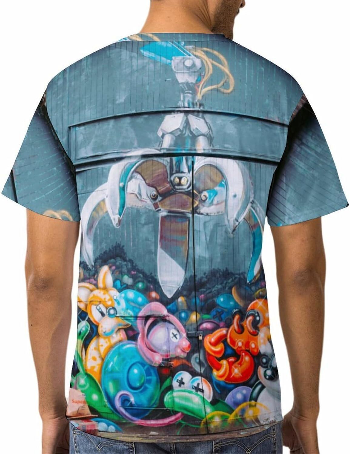Mens T shirt Street Graffiti Novelty Casual T-Shirt - Trendy Urban Wear for Men and Women graphic tee Casual tops summer clothes Short sleeve cool