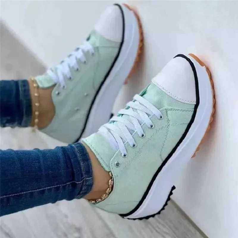 Womens shoes Classic white canvas sports shoes Fashion platform Womens shoes Casual shoes High quality lace upper tennis shoes 35-43 Y241007