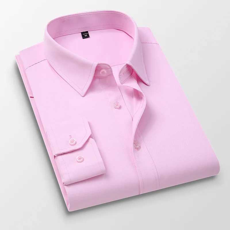 Plus Size 5XL 6XL 7XL Mens Solid Color Business Shirt Fashionable and Casual Ultra Thin White Long Sleeve Mens Brand Clothing X241007