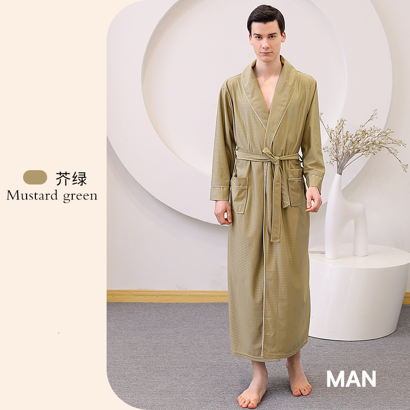 Designer 2024 Summer Thin Satin Bathrobe With Water Absorption Quick Drying, Couple's Sleeping Robe, Women's Long Plus Size, Yukata, Men