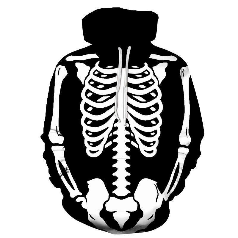 shanshi men hoodies designers New 2024 Halloween Skeleton 3D Digital Printed Hoodie Coat Cosplay Anime