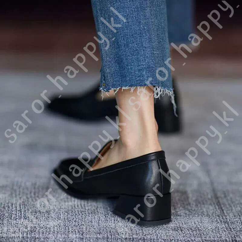 Designer Black Square Toe Loafers | Elegant Women's Summer Leather Shoes 4