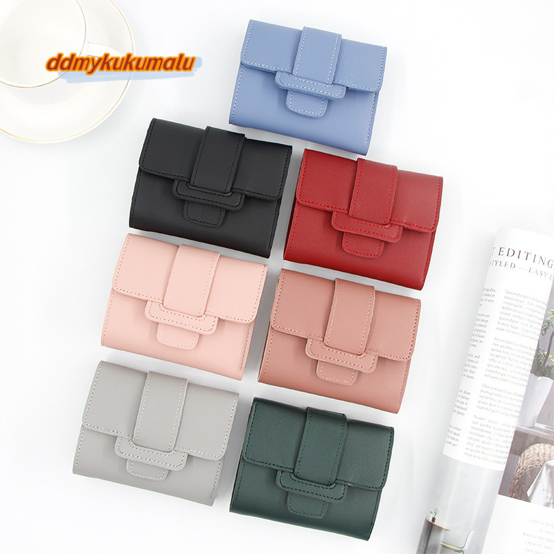 New casual solid color drawstring, 30% off change hand-held bag, women's short wallet, wallet #5 ddmykukumalu