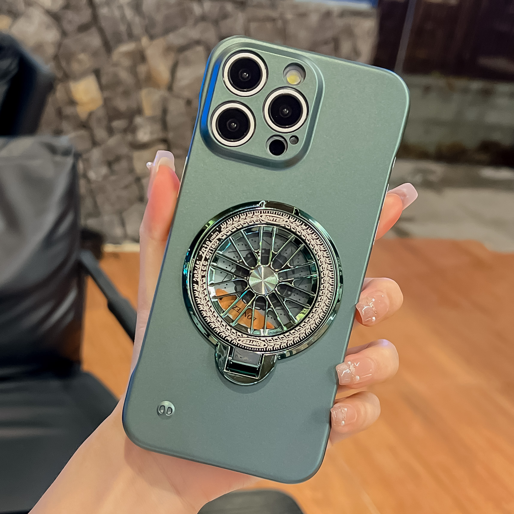 Luxury No borders Borderless Rotating Gyroscope Gyro Fold Bracket Magnetic For Magsafe Wireless Charging Matte Frameless Hard Cases For iPhone 16 15 1