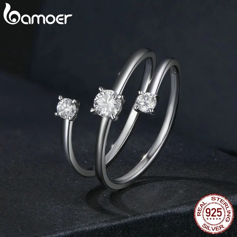 Womens Multi Layer Ring 925 sterling silver D-color VVS1 transparent circular cutting trend engagement ring MSR043 240921