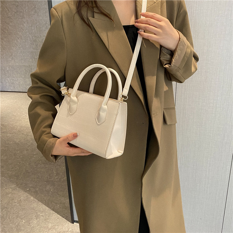 2024 Designers Bags Stone Pattern Handbag Women Fashion Pu Leather Black Crossbody Shoulder Bag