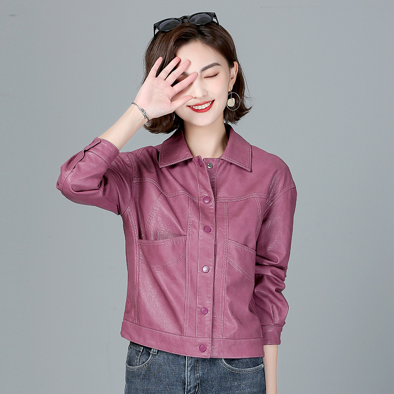 2023 Spring Genuine Leather Women Real Sheepskin Aviator Lapel Womens Bomber Jacket Female New Outerwear Coats