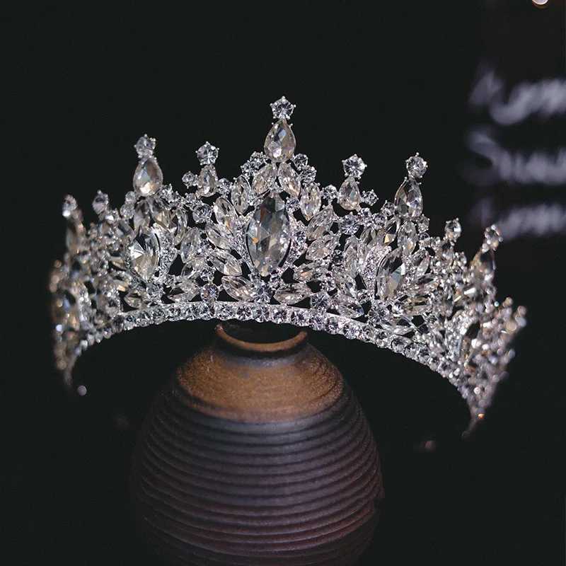 Pageant Bridal Baroque Geometric Crystal Luxury Tiaras Crown Rhinestone Big Prom Diadem Bride Headbands Wedding Hair AccessoriesX24