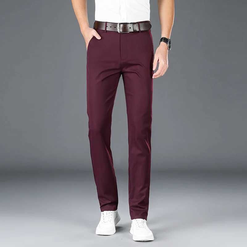 2024 New Mens High Quality Business Casual Loose Straight Pants Elastic Khaki Black Classic Fashion Brand Trousers Size 30-40 LX241007
