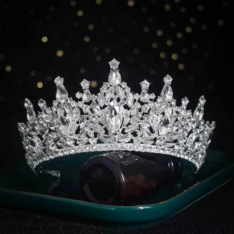 Pageant Bridal Baroque Geometric Crystal Luxury Tiaras Crown Rhinestone Big Prom Diadem Bride Headbands Wedding Hair AccessoriesX24
