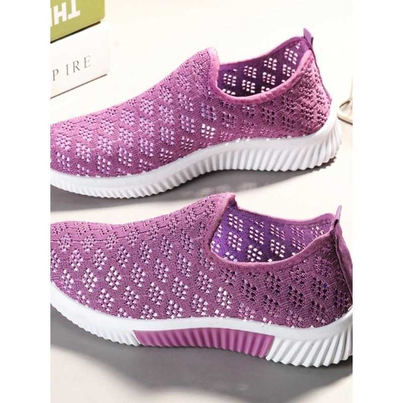 2024 New Mesh Shoes Womens Mesh Sports Shoes Breathable Flat Bottom Soft Bottom Casual Sports Shoes Y241007